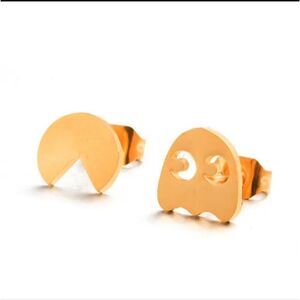 VINTAGE STYLE PAC MAN STAINLESS STEEL EARRINGS
